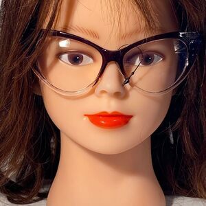 1351 Oversized Cateye Black To White Gradient Frame Clear Lens Eyeglasse…